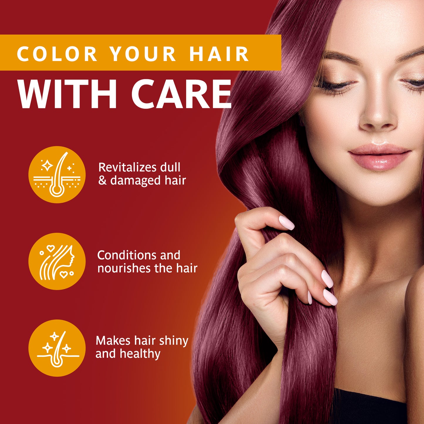 A woman holds her hair, embodying Surya Brasil Henna Cream's holistic wellness. This Ayurvedic blend from the Amazon offers vibrant, nourishing hair care in a 2.37 fl. oz. size.