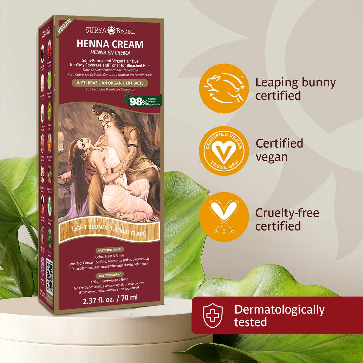 Luxurious Surya Brasil Henna Cream: Ayurvedic blend from the Amazon. Holistic hair care promoting vibrancy and hydration. Dermatologically tested, eco-conscious, and gentle for all hair types.