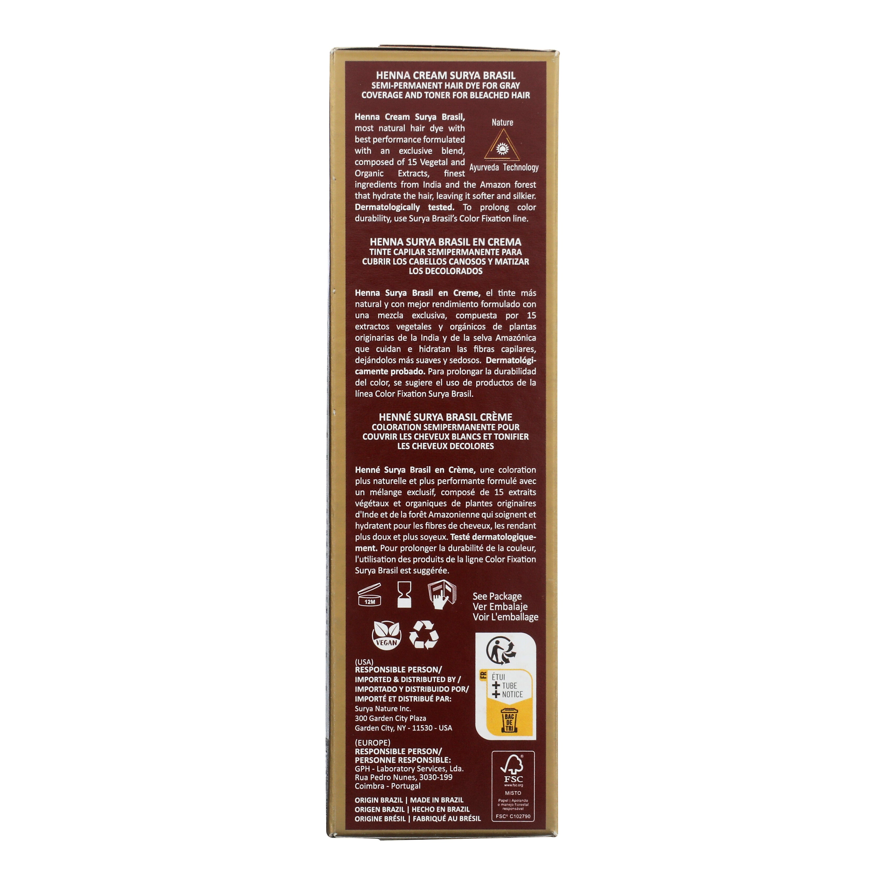 Surya Brasil Henna Cream: Natural Hair Coloring 2.37oz – Surya