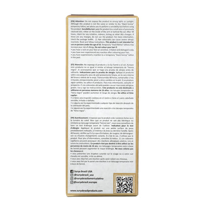 Back of Henna Cream Light Blonde box, showing safety instructions, social media handles, website, QR code, and a description emphasizing natural ingredients and eco-conscious beauty.