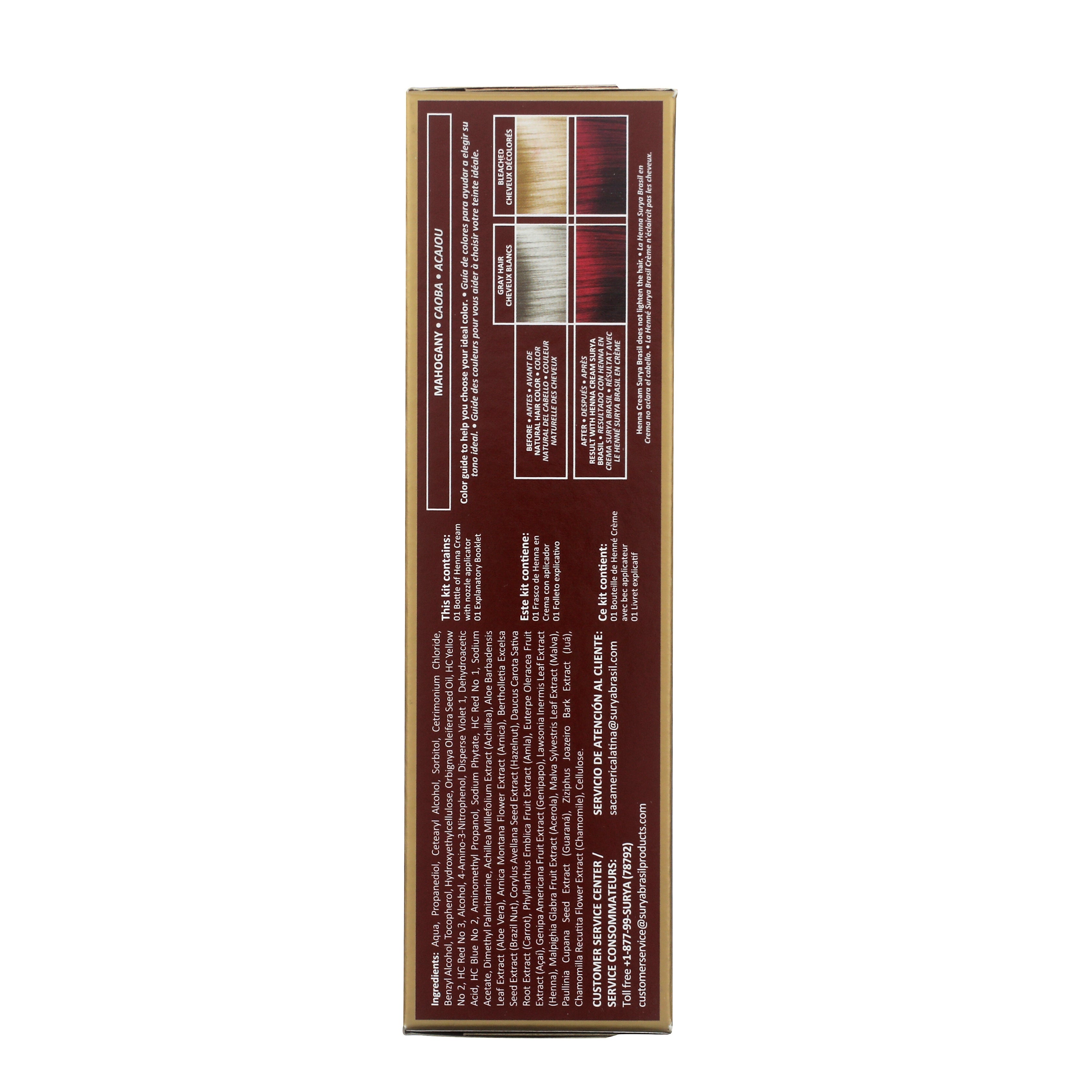 Surya Brasil Henna Cream Mahogany 2.37oz - Natural Hair Coloring